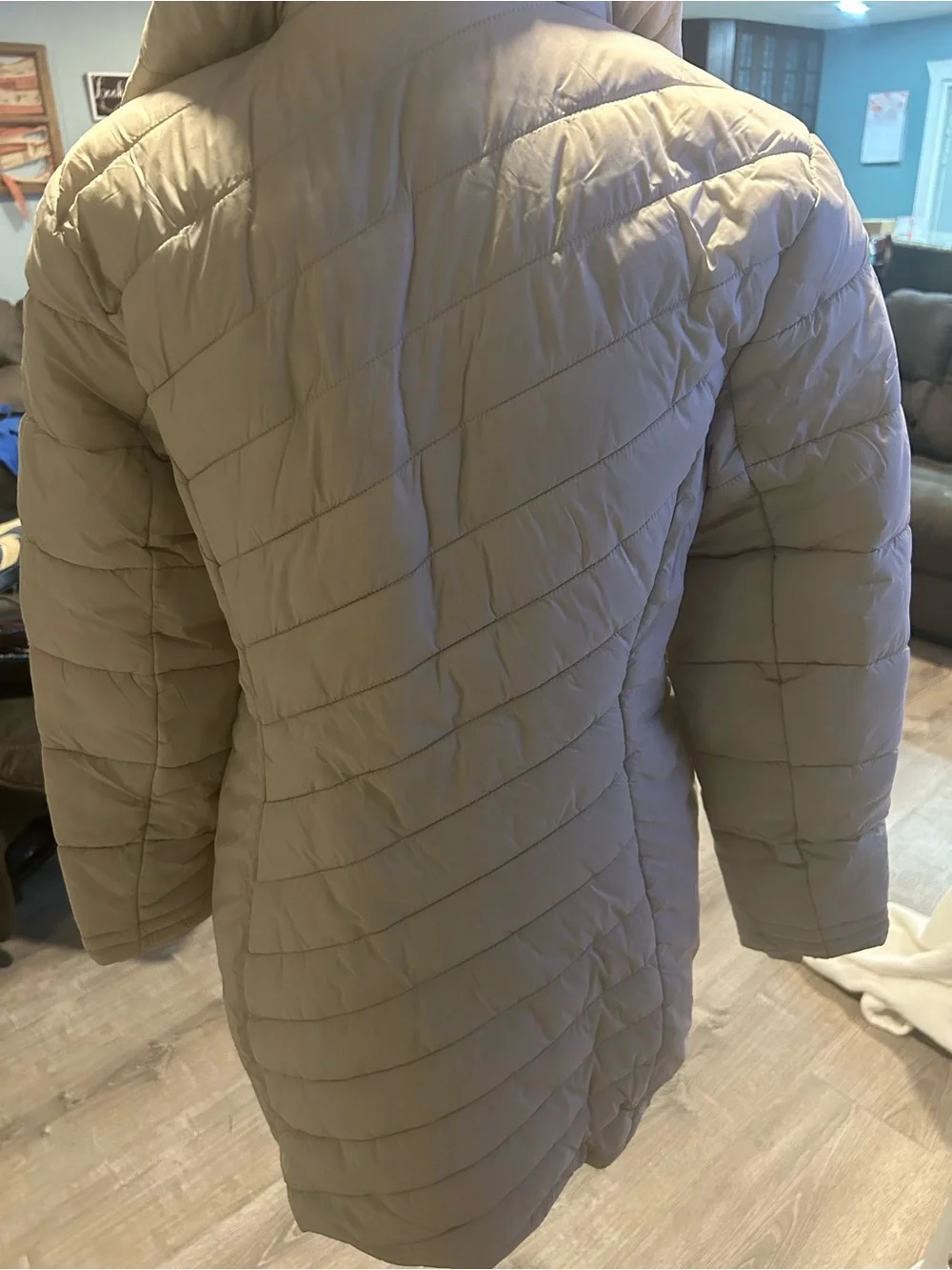 NWT Spyder Women's Cream Quilted Hooded Puffer Coat